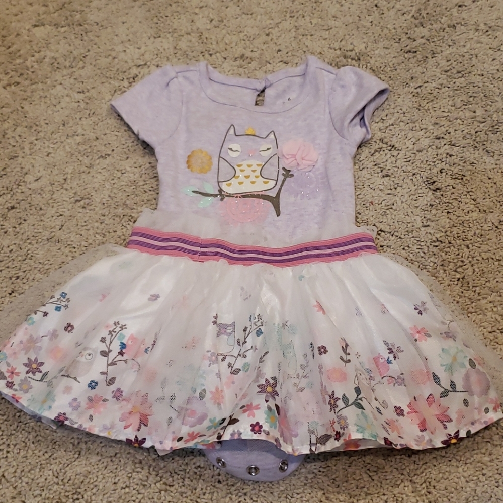 Owl Bodysuit & Skirt Purple 6 months